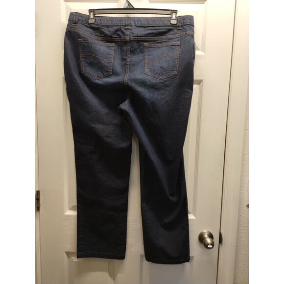 Catherines Plus Size 20W Secret Slimmer Synergy Straight Leg Denim Blue Jeans - Picture 2 of 4